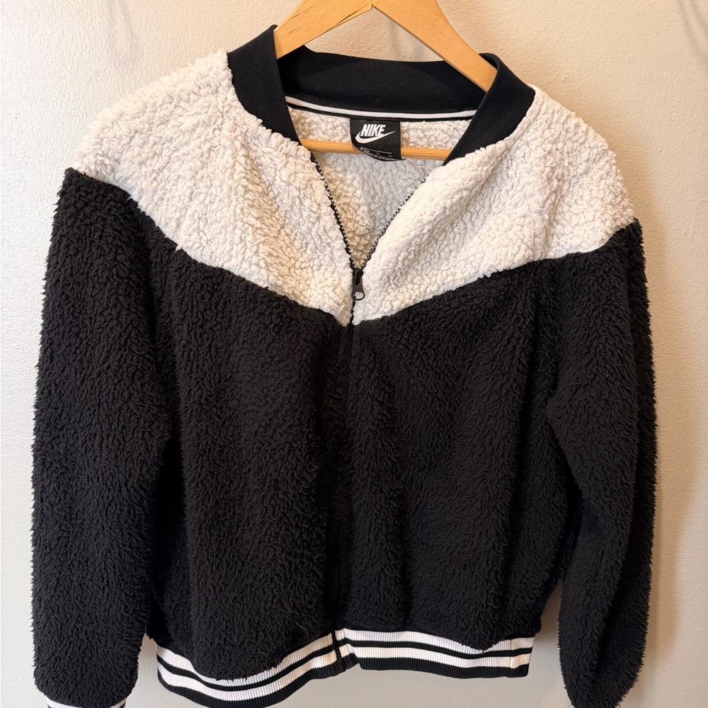Nike Black and White Teddy Jacket